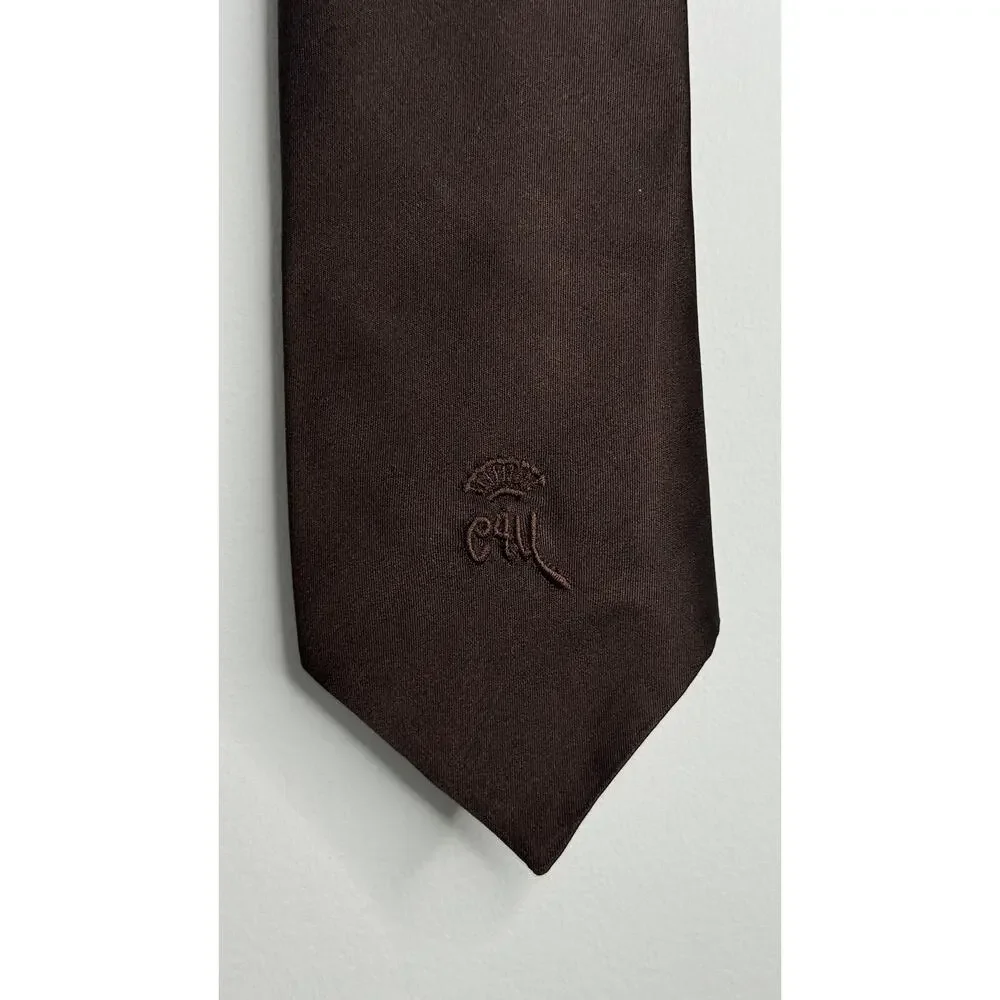 1950s Countess Mara Brown Silk Fisherman Novelty Tie Wide Necktie NWT